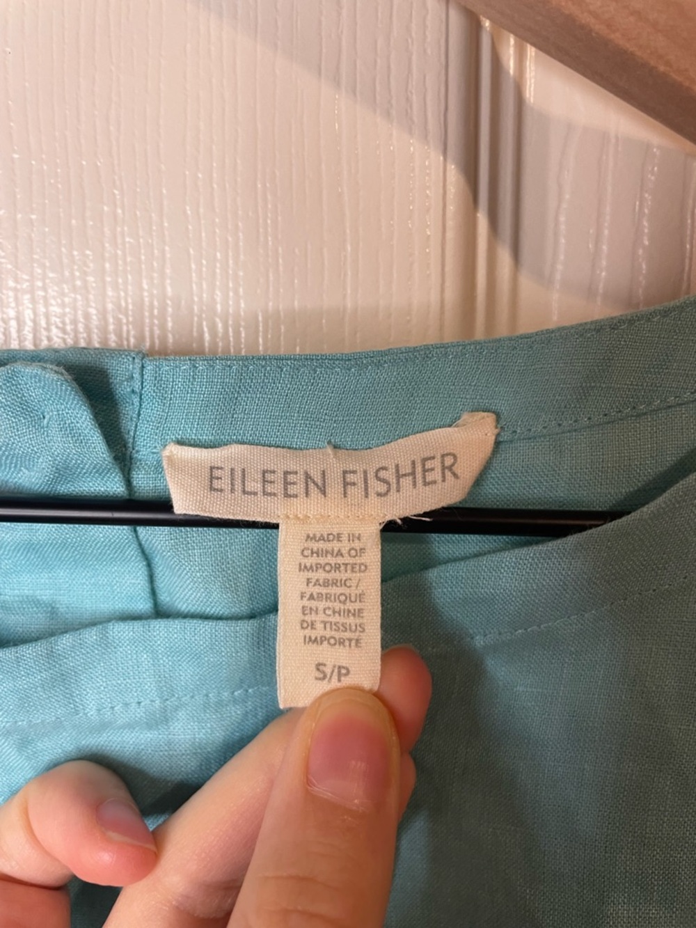 Eileen Fisher Linen Pocket Top in Aqua Blue Coastal Grandmother Size Small - Picture 5 of 10